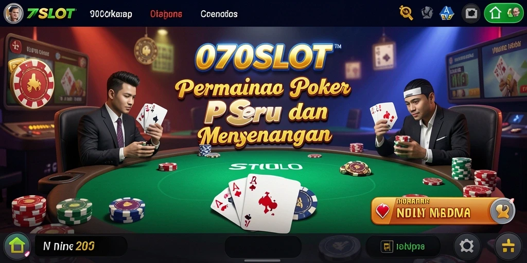 Screenshot gameplay Poker dari 070SLOT menunjukkan aksi seru dalam permainan.