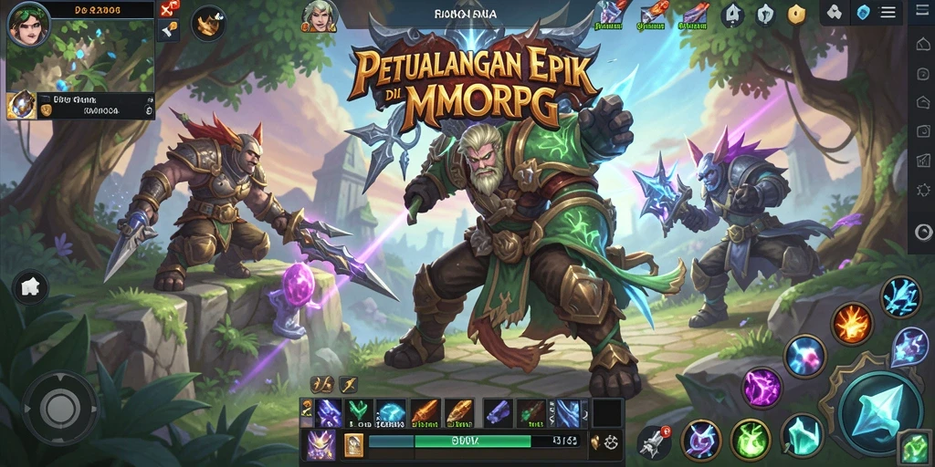 Screenshot gameplay dari 8364 menampilkan pertarungan epik dan eksplorasi dunia.