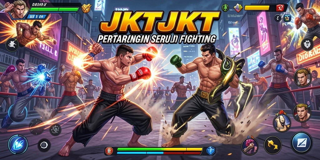 Screenshot gameplay JKTJKT menampilkan karakter bertarung dengan dinamis.