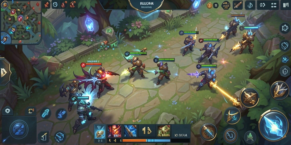 Tampilan gameplay seru di KLUBIMPIAN dengan aksi strategi MOBA.