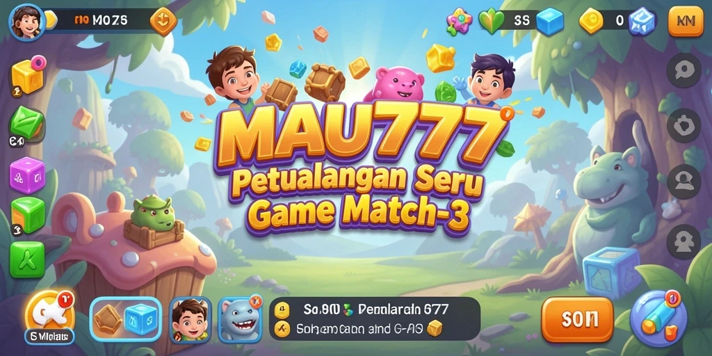 Tampilan gameplay seru di game Match-3 MAU777.