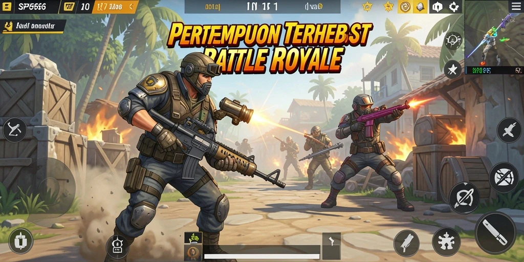 Screenshot utama gameplay SP666 yang intens dan penuh aksi Battle Royale.