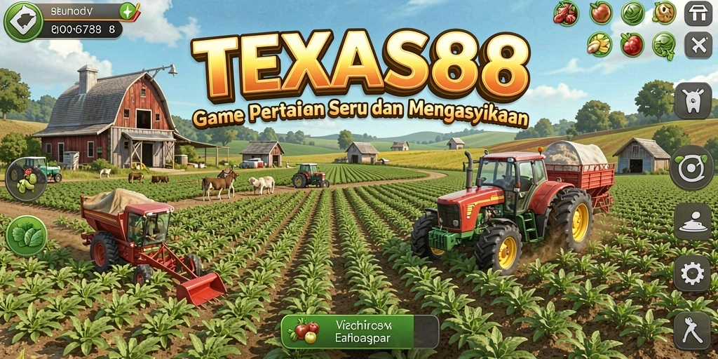 Tampilan gameplay TEXAS88 yang menunjukkan keseruan bertani dan berinteraksi.